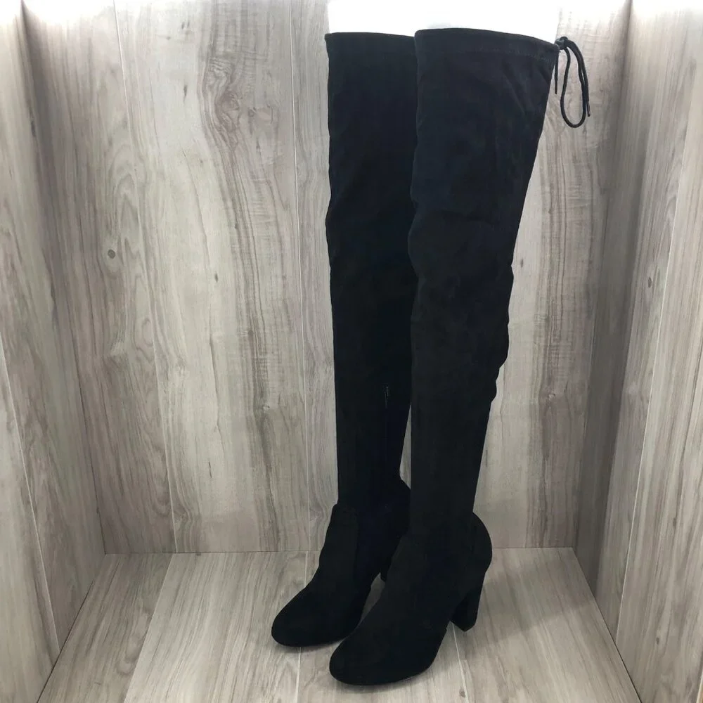Oliva Ferguson OTK Boots Womens 8.5 Black Pull On Over The Knee